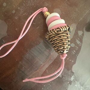 Loewe Pink and White Ice Cream Cone Keychain bag charm